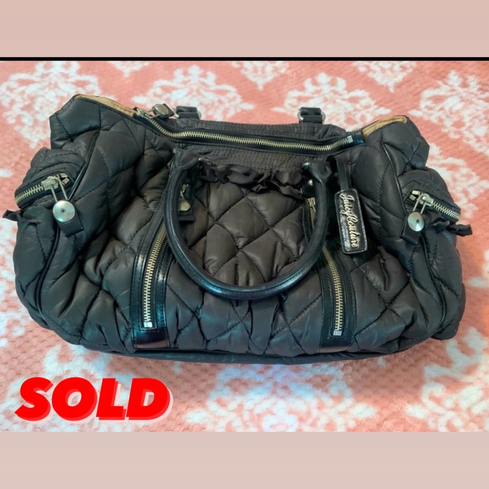 Gray Nylon/wind breaker material Juicy Couture bag.